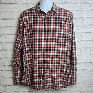 7 Diamonds Shirt Mens XL Long Sleeve Plaid Check With Gray Flip Cuffs Red Navy